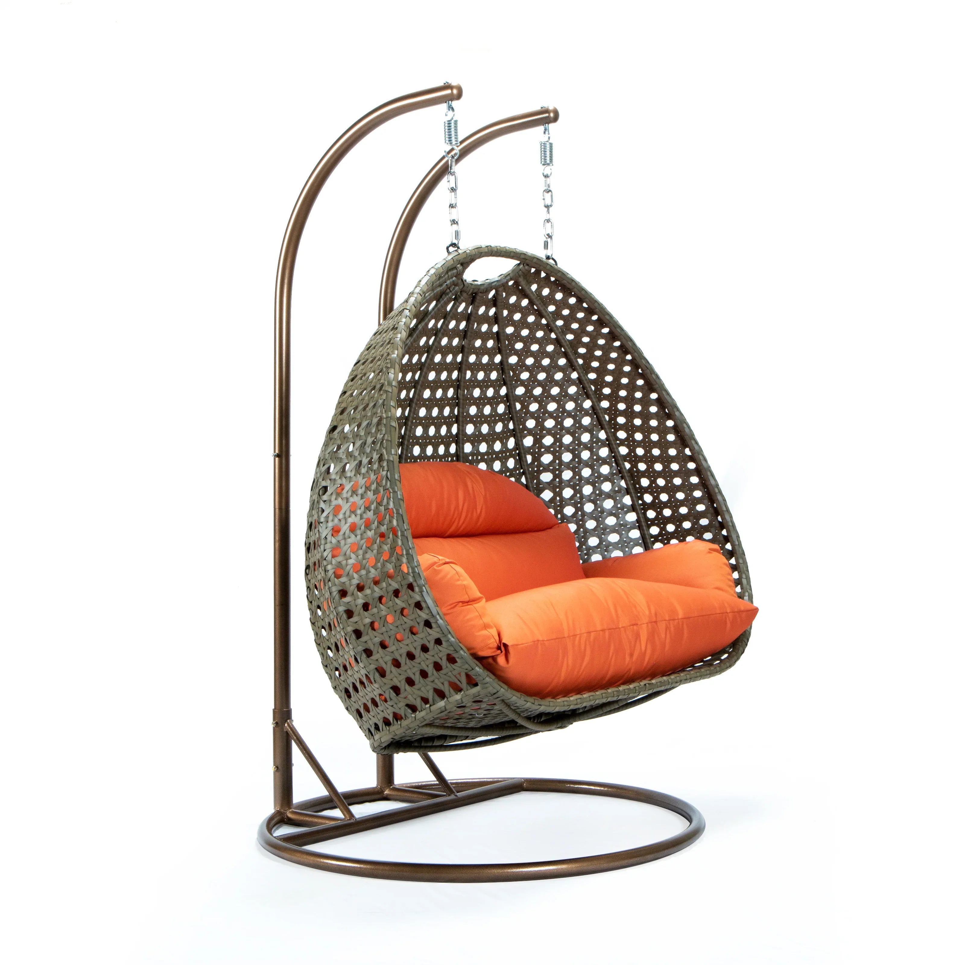 Modern Beige Wicker Hanging Double Seater Egg Swing Chair - Elax Furniture